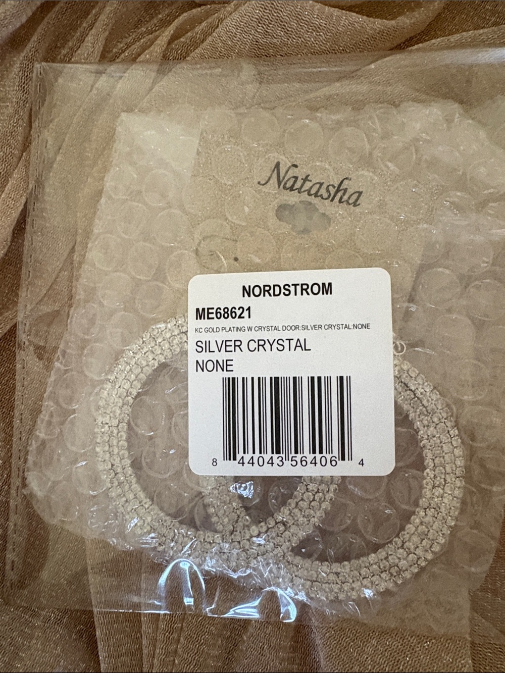 Natasha Couture Silver Rhinestone Double Hoop Dangle Earrings - Picture 5 of 5